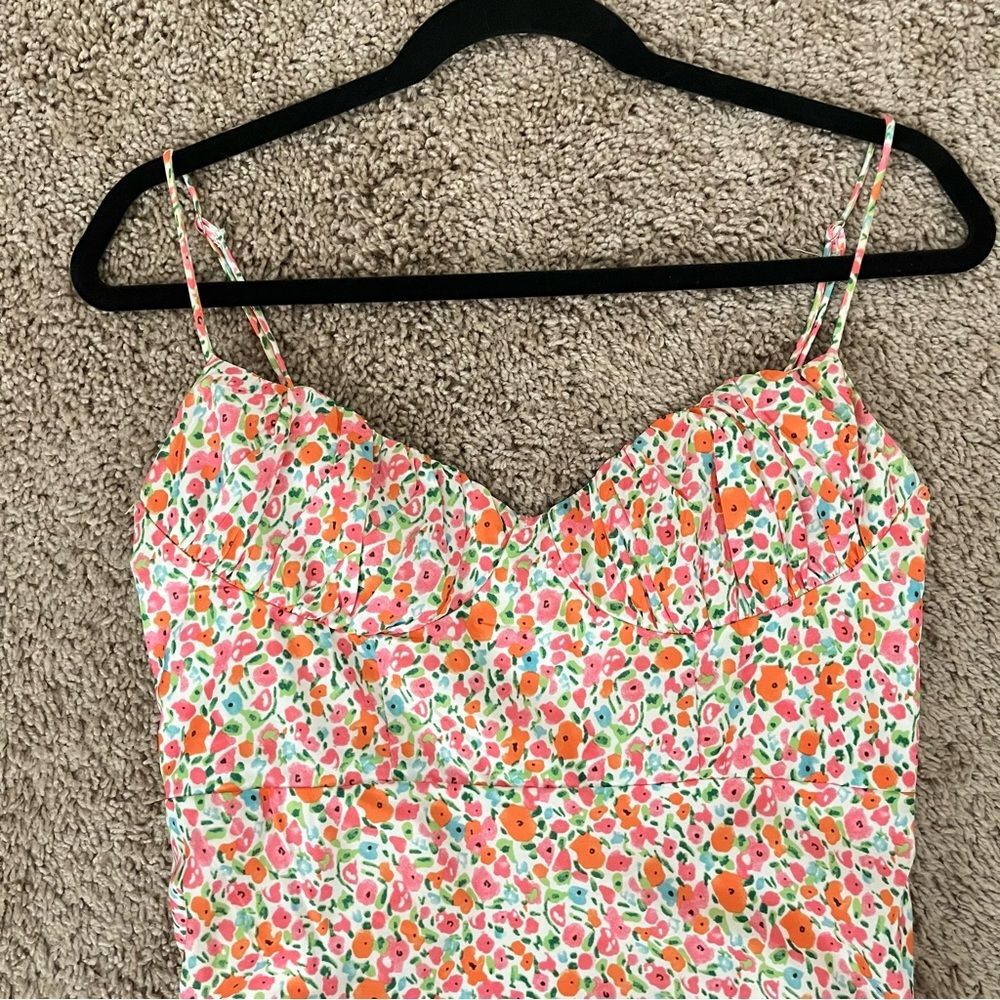 Princess Polly Floral Slip Midi Dress in White, Pink & Orange - Picture 4 of 8